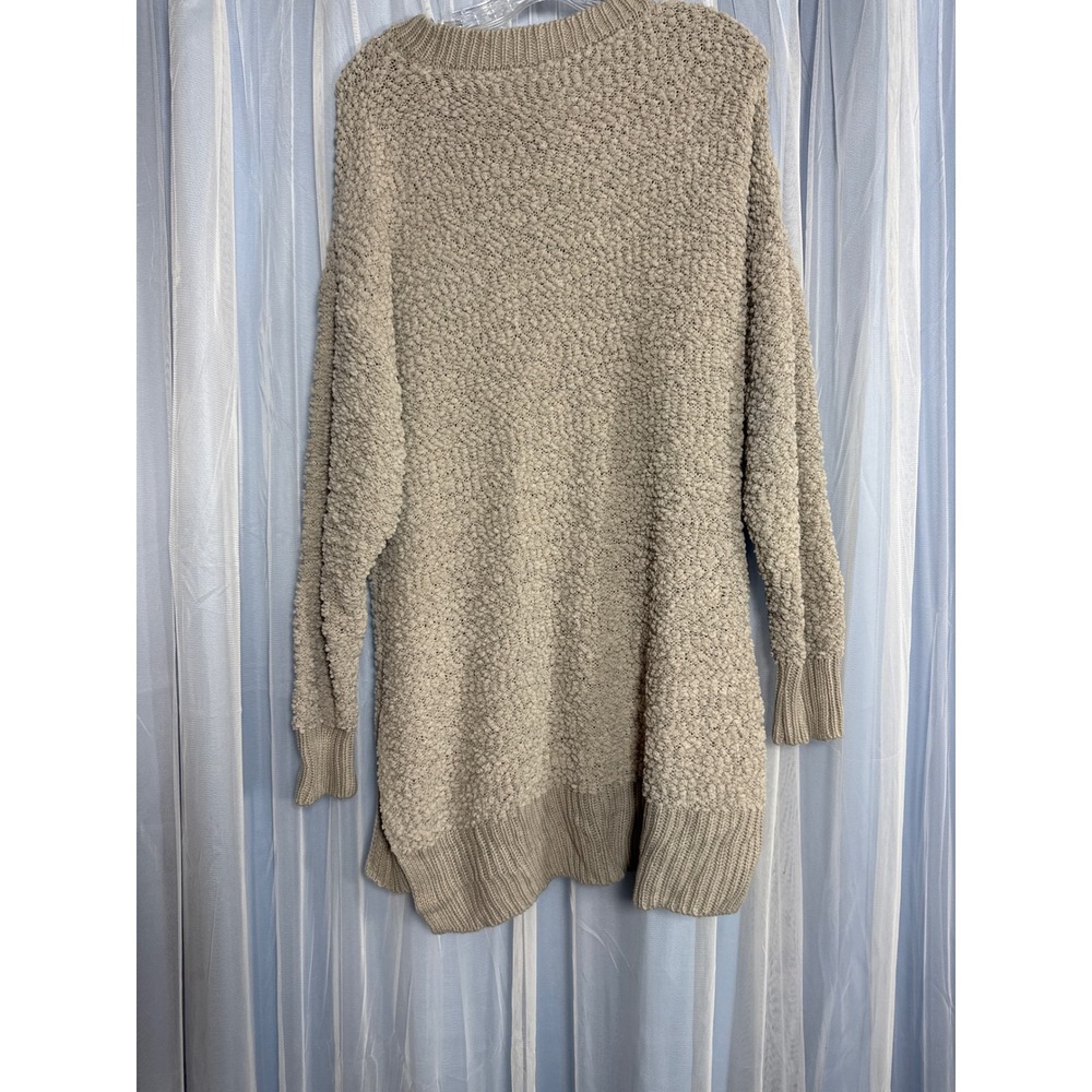Zenana Premium Sweater Womens 1X TW-1911X Taupe Popcorn Knit EUC - Picture 5 of 5